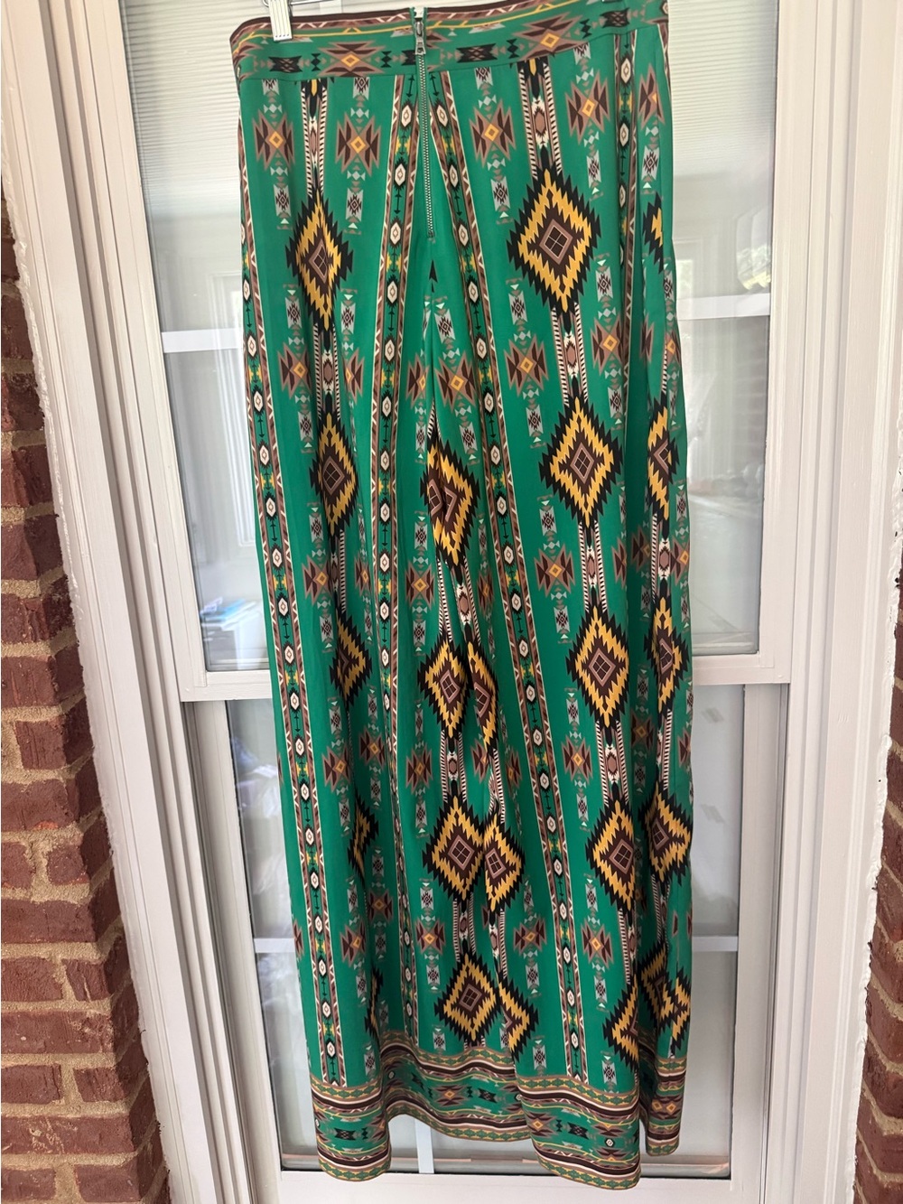 Alice + Olivia Green Aztec Print Athena Wide Leg Pant - Picture 6 of 10